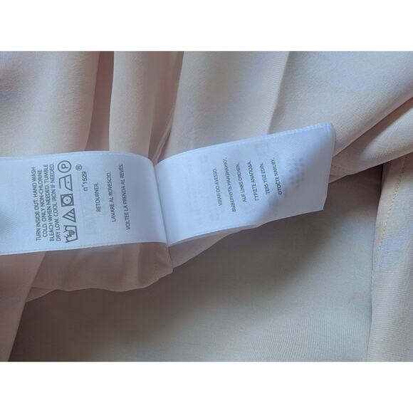 NWD Polo Ralph Lauren Rily 100% Silk Tie Collar Maxi Dress Sz 4 Peach Dye #1H458 - Picture 14 of 14
